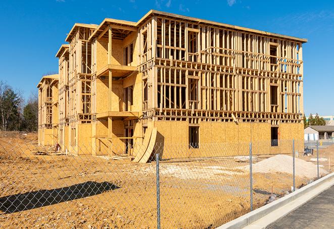 a close-up of temporary chain link fences, keeping the construction area safe and secure in Grayslake, IL